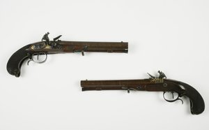 Pair of Flintlock Dueling Pistols, cca 1780-1800 (kombinovaná média)